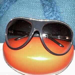 Authentic Valentino 5445S Unisex Rhinestone Bling Encrusted Black Case Cloth EUC